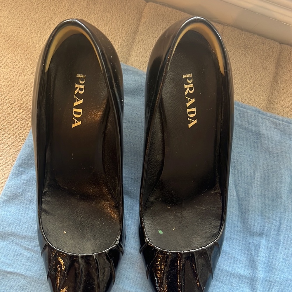 Prada Black Patent Leather Pointed Toe Heels - Picture 3 of 5